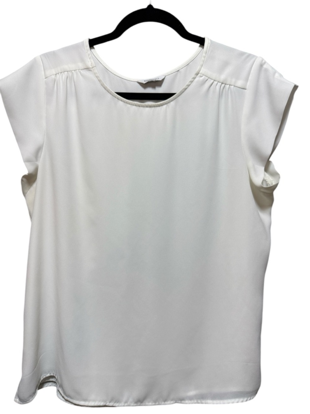 Cream Short-Flutter Sleeve Blouse